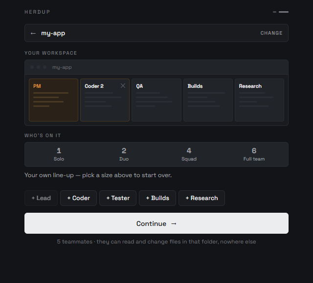herdup after a teammate has been removed